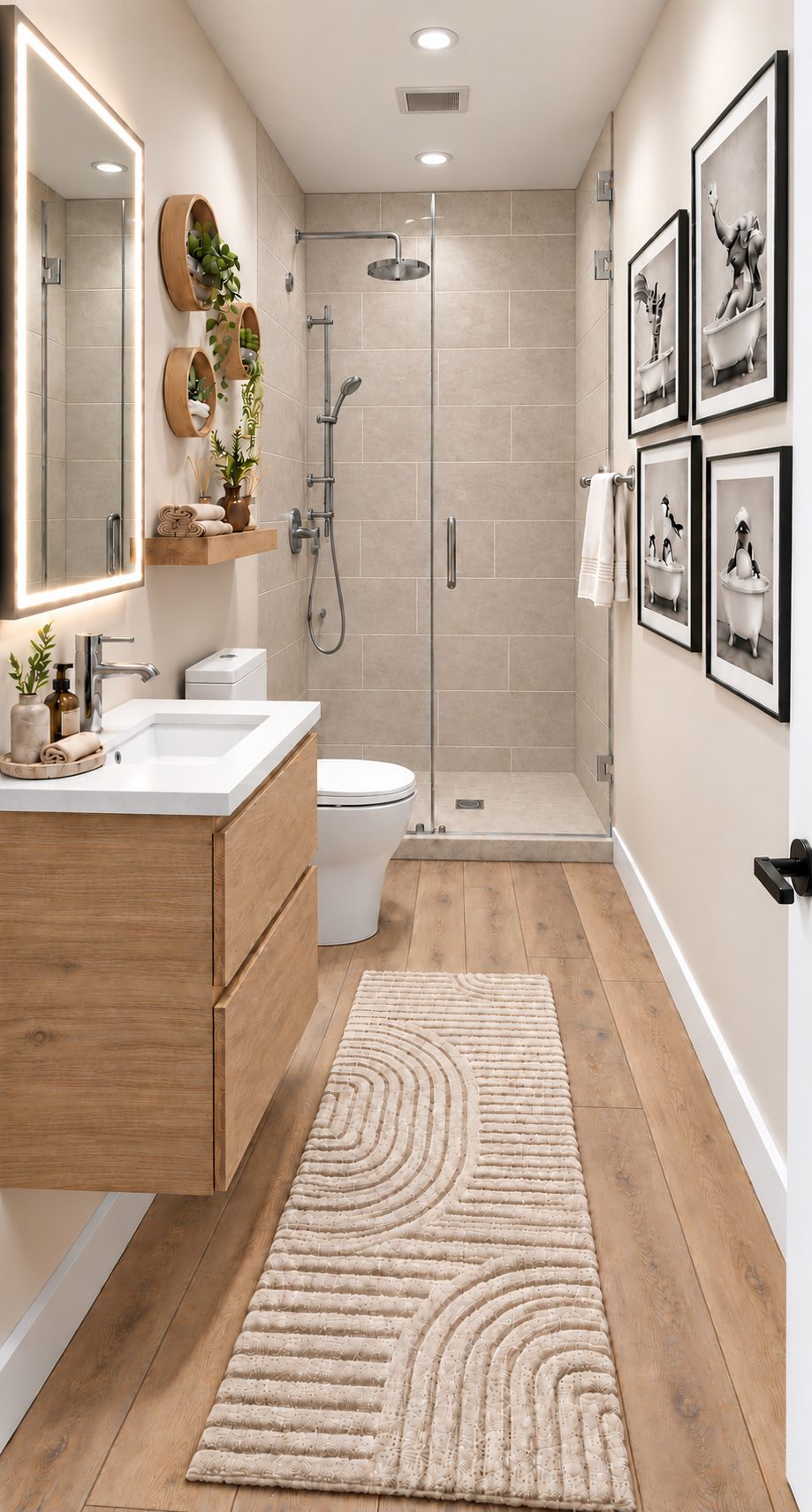 Ensuite rendering with walk-in glass shower